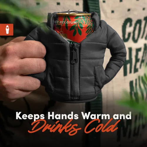 Miniatura 7 de Puffin - The Puffy Jacket - Enfriador de latas aislado de 12 oz I Botella de cerveza y soda aislante, mantiene las bebidas y bebidas frías - Negro