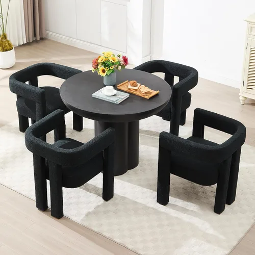 Miniatura 9 de Juego de 2 Sillas de Comedor Modernas / Sillas de Sala de Estar, Sillón de Tela, Silla Barrel Tapizada para Sala de Estar Cocina Recepción
