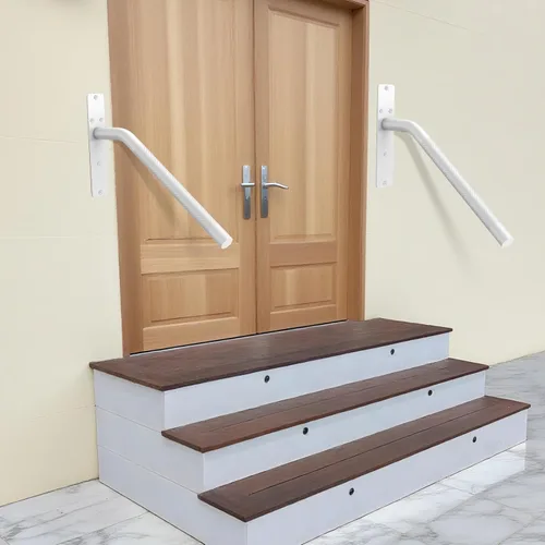 Miniatura 7 de Munzong - Barandillas blancas de 16 pulgadas para escaleras de 1 a 3 escalones, barandilla antideslizante de acero inoxidable SUS304 para escaleras