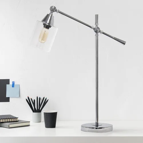 Miniatura 4 de Elegant Designs LD1030-CHR - Lámpara de mesa moderna con brazo inclinable industrial de 28 pulgadas, cromada
