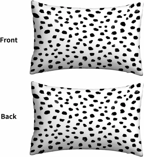 Miniatura 2 de Mugod Funda de cojín con diseño de lunares negros, sin costuras, para cama, sofá, oficina, 20 x 30 pulgadas