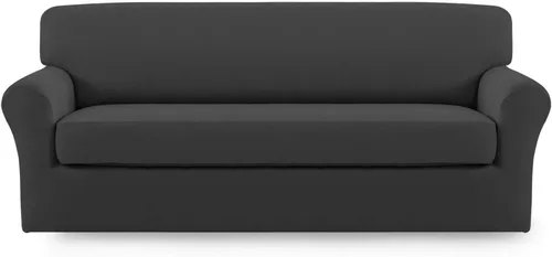 Easy-Going - Funda elástica de microfibra de 2 piezas para sofá, funda suave de elastano, lavable, parte inferior elástica, protector para muebles