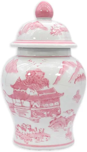 Miniatura 14 de Galt International Tarro de jengibre de cerámica de 8 pulgadas con tapa, tarro de porcelana de estilo clásico chino para almacenamiento de té