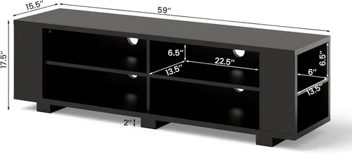 Miniatura 6 de Soporte de TV de madera para televisores de hasta 65 pulgadas, centro de entretenimiento en el hogar con estantes de almacenamiento ajustables y 4