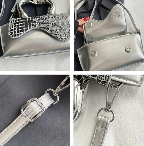 Miniatura 6 de Bolso pequeño de color plateado, bolsos cruzados, bolsos de noche Y2K, bolso de mano para mujer, bolsos de hombro, bolsa de mano para mujer 2023