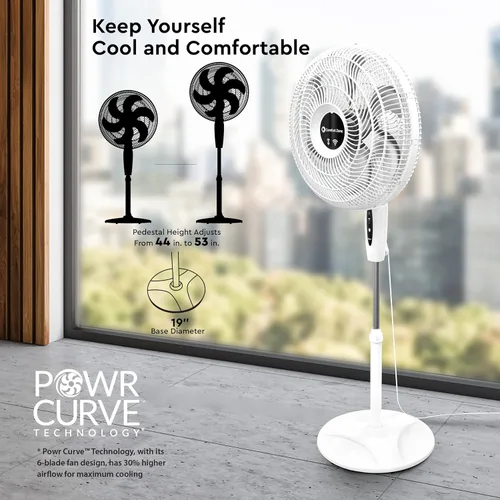 Miniatura 6 de Comfort Zone Ventilador oscilante inteligente WiFi de 18 pulgadas, ventilador de pared de 3 velocidades con control de voz, temporizador de función