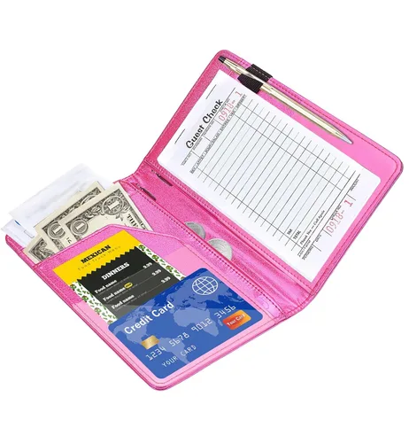 Miniatura 5 de Libreta organizadora para camarera Book&Waitstaff; de piel con brillos y cartera y bolsillo con cierre; lindo organizador con bolsillo para monedas