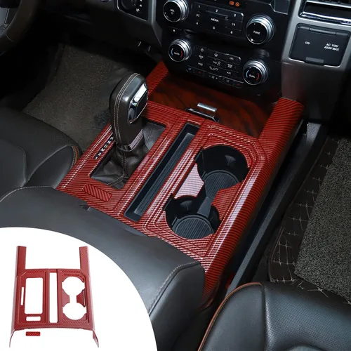 Miniatura 10 de Voodonala Cubierta de panel de consola de engranajes estilo madera negra para Ford F150 2015-2020 (madera negra, 1 unidad, ABS)