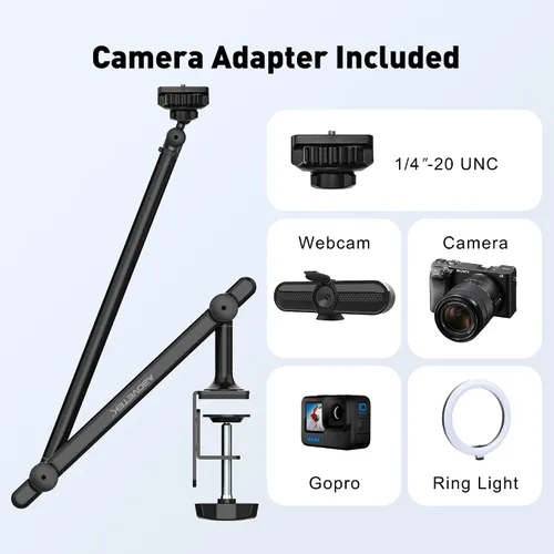 Miniatura 9 de AboveTEK Soporte para Tablet para Escritorio y Cama, Brazo de Aluminio para iPad con Abrazadera Giratoria de 360°, Soporte para Teléfono Ajustable