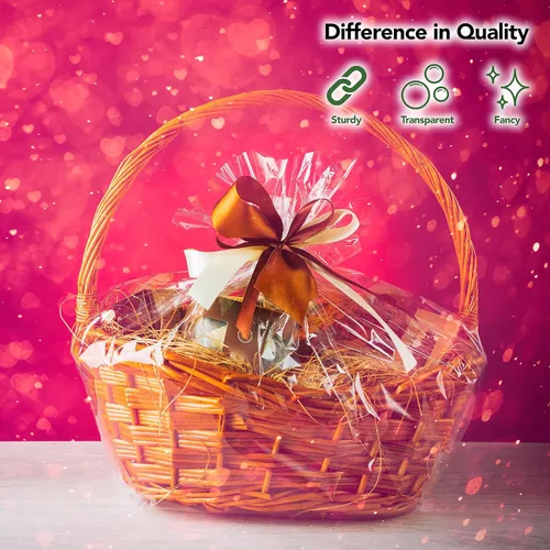 Miniatura 3 de Bolsas de regalo extra grandes de celofán transparente Seal Fresh 24 x 30 pulgadas (paquete de 12) — Bolsas transparentes para envolver canastas