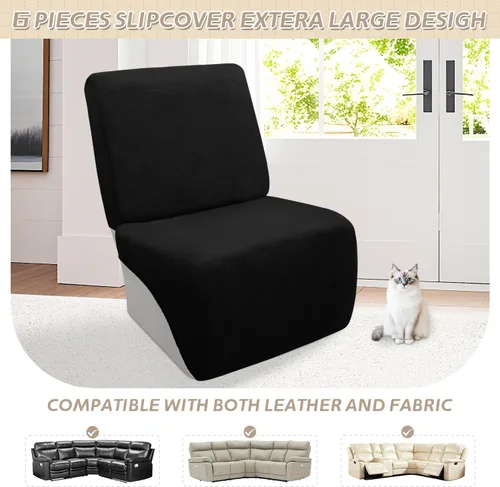 Miniatura 113 de Arfntevss Fundas de sofá seccional reclinable de terciopelo, Funda de sofá seccional de esquina para sofá reclinable, Funda elástica suave