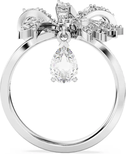 Miniatura 4 de SWAROVSKI Volta cocktail ring, Bow, Small, White, Rhodium Finish