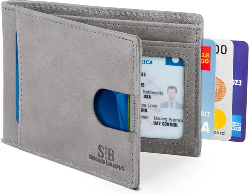 Miniatura 31 de SERMAN BRANDS RFID Blocking Slim Bifold Genuine Leather Thin Minimalist Front Pocket Wallets for Men Billfold Wallet Men Gift