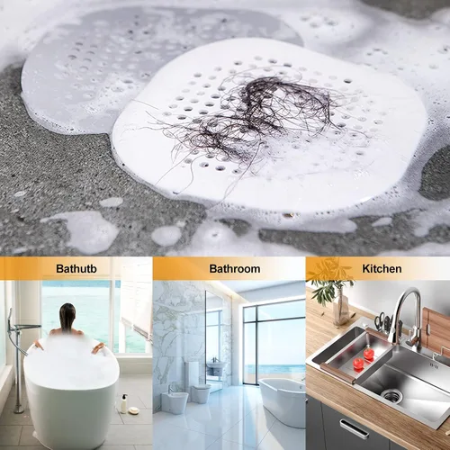 Miniatura 6 de Recolector de cabello cuadrado con ventosas para desagüe, tapón de silicona para ducha, fácil de instalar para baño, tina y cocina, 2