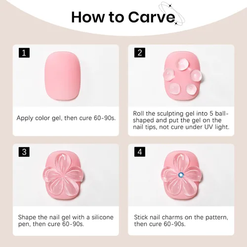 Miniatura 7 de Gel 3D para arte de uñas, gel duro sólido para esculpir uñas, no pegajoso para tallar, extensión de edificios con lápiz de arte de uñas, manicura