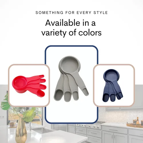 Miniatura 5 de Storage Theory Juego de tazas y cucharas medidoras 2 en 1 (4 piezas) – Aparato de cocina que ahorra espacio – Plástico de grado alimenticio sin BPA