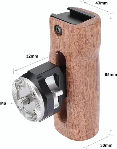 Miniatura 2 de Mango de madera ajustable con soporte de roseta M6 y boca superior para zapata caliente para kit de jaula de cámara DLSR