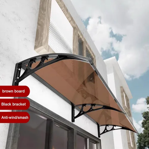 Miniatura 2 de Toldo moderno de policarbonato marrón para puerta delantera, toldo para ventana de patio, toldo para jardín, porche, toldo arqueado, refugio
