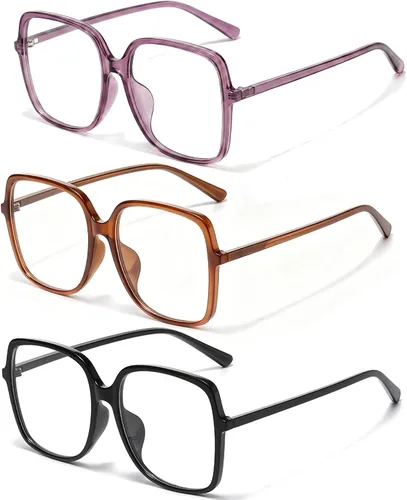 Unisex Blue Light Blocking Glasses - Anti-Eyestrain for Computer/Gaming (Men & Women) (Black, brown, purple)