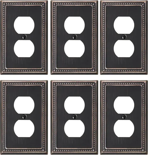 Miniatura 148 de Paquete de 4 placas de cubierta para interruptor de luz de palanca individual, cubiertas decorativas de perlas, placa de pared de metal almendra