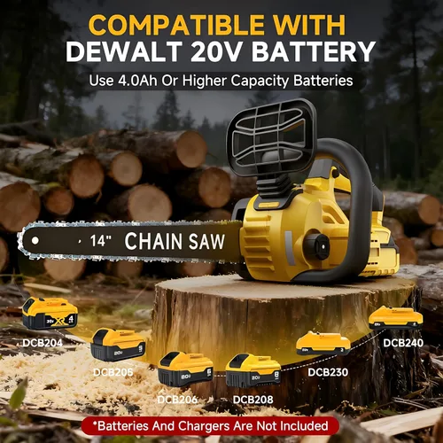 Miniatura 2 de Motosierra eléctrica sin escobillas de 14 pulgadas, motosierra inalámbrica a batería compatible con batería Dewalt de 20 V con pantalla LCD