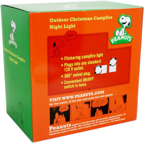Miniatura 5 de Snoopy By Camp Fire - Luz nocturna parpadeante con enchufe giratorio de poliresina de 4.5 pulgadas