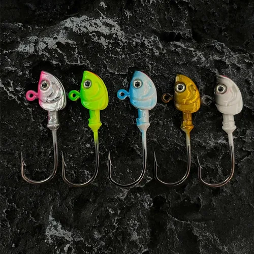 Miniatura 6 de Swimbait Jig Heads, 10 unidades de cabezas de plantilla de pesca, ganchos de agua salada, cabeza de plantilla de Swimbait, cabezas de pesca de 3/8oz