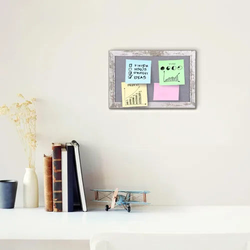 Miniatura 3 de Tablón de anuncios de fieltro gris, pequeño tablón de anuncios decorativo para colgar en paredes con marco de madera rústica blanca, tablero de 11.8