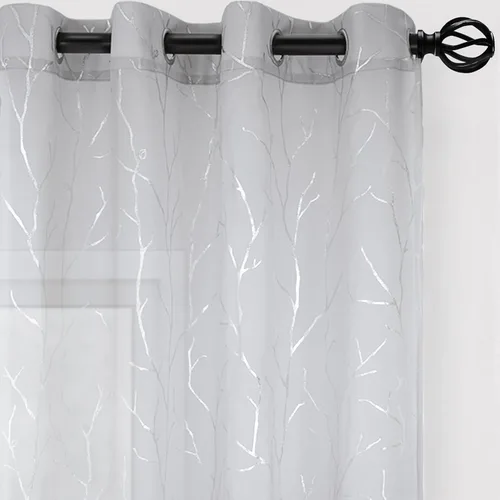 Miniatura 43 de BUHUA - Cortinas opacas blancas, cortinas plateadas, juego de 2 paneles de cortinas con ojales para dormitorio, elegante tratamiento de ventana