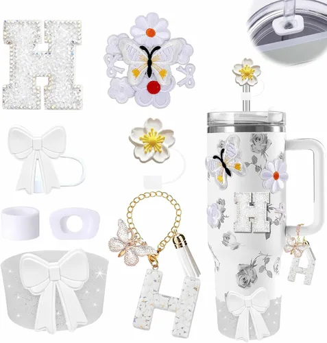 Miniatura 87 de 15 piezas de set de accesorios para vaso Stanley Cup 30oz 40oz con asa, incluye cubierta de pajita de silicona y bota, encanto de asa, encantos
