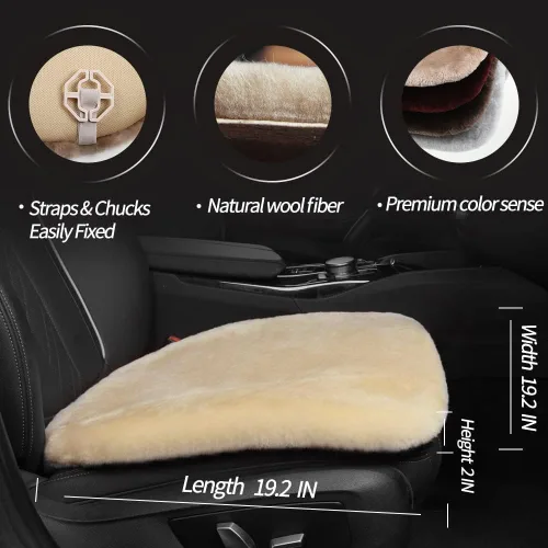 Miniatura 3 de LLB Fundas de asiento de asiento de automóvil de piel de oveja genuina para automóviles, camiones, SUV, almohadilla protectora de asiento cómoda