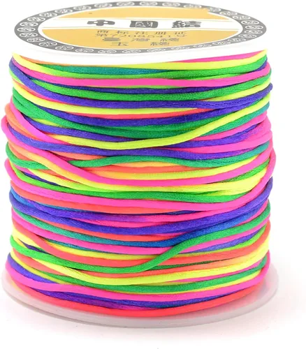 Miniatura 6 de Pandahall - Hilo de nailon para cuentas de 100 yardas, hilo de nailon trenzado de 0.059 pulgadas, cuerda de satén para anudar, trenzar y hacer joyas