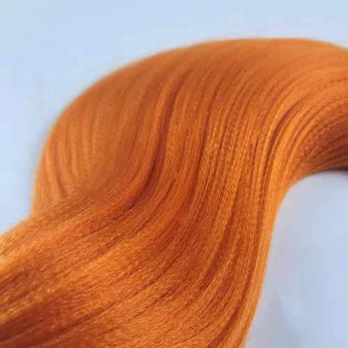 Miniatura 4 de Cabello estirado de fibra Kanekalon para trenzar con cabello humano, color naranja rojizo, 16 pulgadas, paquete de 6