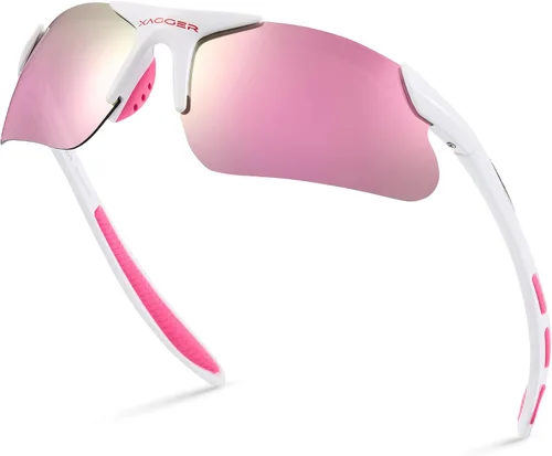Miniatura 13 de Gafas de sol deportivas polarizadas para niños y niñas, gafas de béisbol y sóftbol, montura TR90 Negro Espejo azul hielo