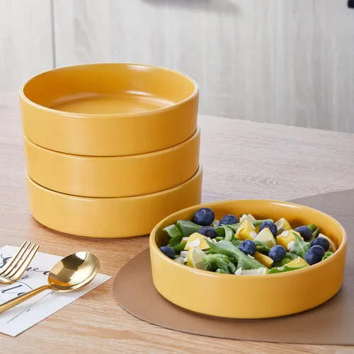 Miniatura 6 de Stone Lain Cleo Modern - Juego de vajilla de cerámica de 32 piezas, platos y cuencos, cuencos para pasta, servicio de platos para 8, color amarillo