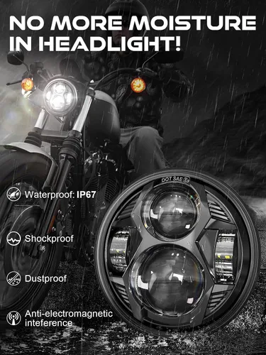 Miniatura 6 de Faro delantero LED redondo de 5.75 pulgadas, 51 W, 5-3/4 pulgadas, compatible con Harley Dyna Sportster Iron 883 Street Rod Street Bob Softail Deuce