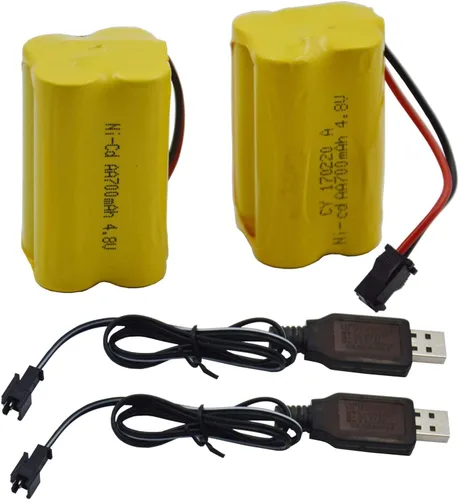 Miniatura 3 de Blomiky Paquete de 2 baterías F3 4.8V 700mAh AA Nicd tipo cuadrado SM-2P enchufe y cable USB para HY800 F1 F3 RC barco y RC Bus RC Autobús escolar