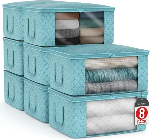 Miniatura 7 de Sorbus Bolsas de Almacenamiento de Ropa Medianas – Contenedores de Almacenamiento de Mantas Plegables para Organizar Dormitorio, Armario, Ropa, Beige