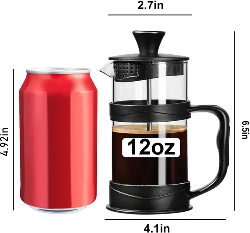Miniatura 8 de PARACITY Cafetera/Tetera de Prensa Francesa, Mini Prensa de Café/Té para Acampar con Filtro de Acero Inoxidable 304 y Vidrio Resistente al Calor