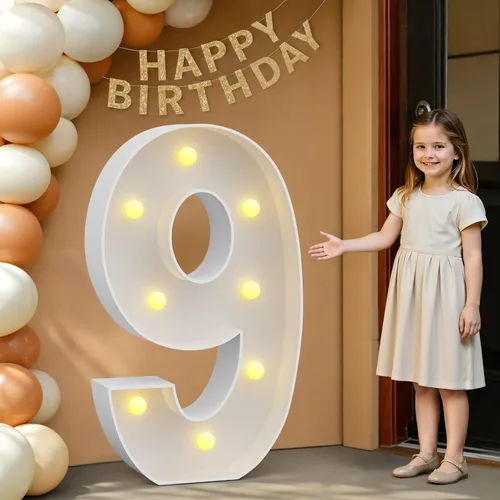 Miniatura 77 de IMPRSV Letras de mosaico iluminadas de marquesina, 4 pies para globos y fiestas, decoración de kit de arco