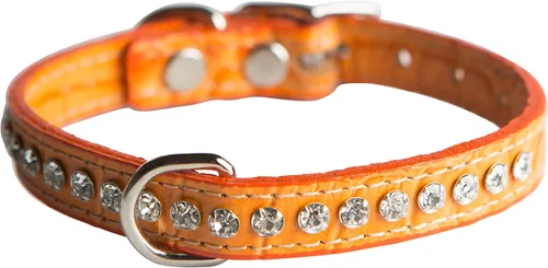 Miniatura 20 de Collar de perro de cuero y cristales de OmniPet Signature, cuero de grano de violeta africana de avestruz, se ajusta a un tamaño de cuello de 6"-8