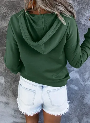 Miniatura 2 de Dokotoo - Sudaderas con capucha para mujer, con cuello de botón y cordón de ajuste, sudaderas casuales de manga larga