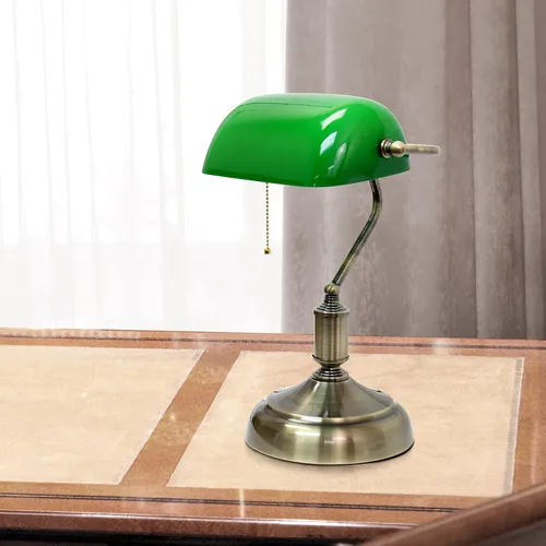Miniatura 2 de Simple Designs LT3216-GRN Executive Banker's - Lámpara de escritorio con pantalla de cristal, color verde, 2
