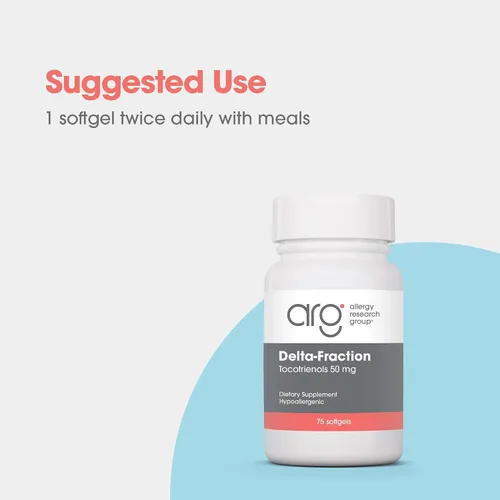 Miniatura 4 de Allergy Research Group Delta-Fraction Tocotrienoles Suplemento - 50 mg de vitamina E, Annatto, Gamma, Tocotrienoles solamente, sin tocoferol