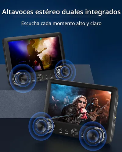 Miniatura 4 de WONNIE Dos reproductores de DVD de 10.5 pulgadas con pantalla dual para coche, reproductor de CD portátil, reproduce una misma o dos películas