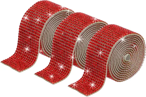 Miniatura 17 de MECCANIXITY 3 rollos de cinta de diamantes de imitación autoadhesiva de 3 yardas y 0.315 in para proyectos de artes y manualidades, pasteles de Beige