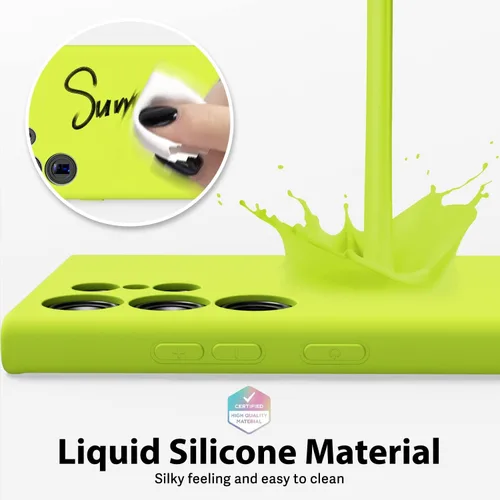 Miniatura 4 de oakxco para Samsung Galaxy S22 Ultra Funda de teléfono de silicona líquida, color sólido fluorescente brillante, cubierta protectora de goma TPU