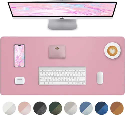 Miniatura 60 de Tapete protector para escritorio y mouse, antideslizante, de piel sintética, tapete impermeable de escritura para laptop, para oficina y hogar
