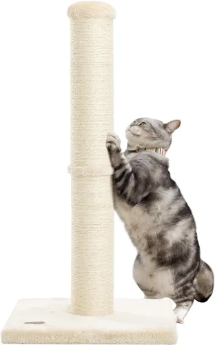 Karolpar Poste rascador para gatos de 34 pulgadas con cuerda de sisal natural, 4.3 pulgadas de diámetro grande, árbol rascador para gatos de Beige