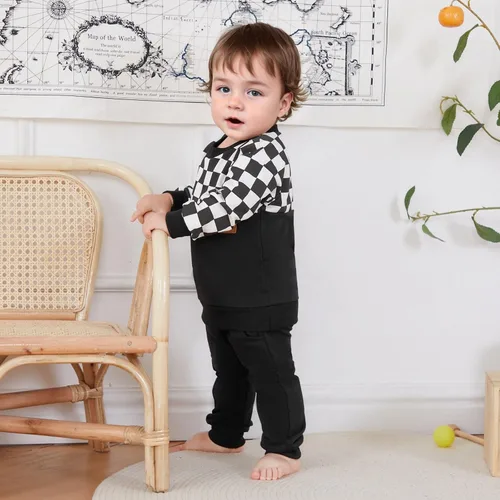 Miniatura 34 de Conjunto de sudadera de manga larga con cuello redondo y pantalones deportivos para bebés, ropa de invierno para bebé